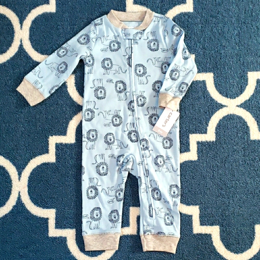 NWT Carter's one piece boys pjs pajamas lion 9m